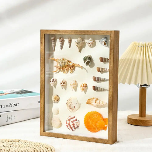 cadre photo en bois avec fleurs séchées et plantes 3D fait main - vue 3 sur 10