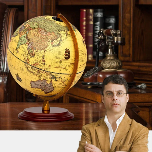 lampe à poser rétro avec globe terrestre rotatif décoratif - vue 2 sur 10