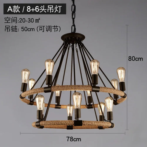 lustre rétro à cordes pour décoration moderne intérieure - vue 8 sur 9