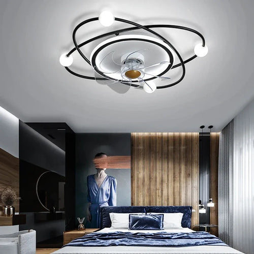 lustre led moderne avec ventilateur pour décoration intérieure - vue 3 sur 8