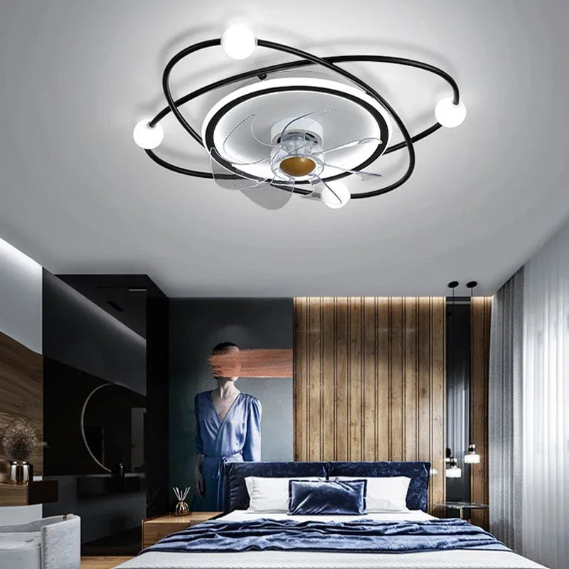 lustre led moderne avec ventilateur pour décoration intérieure - vue 3 sur 8