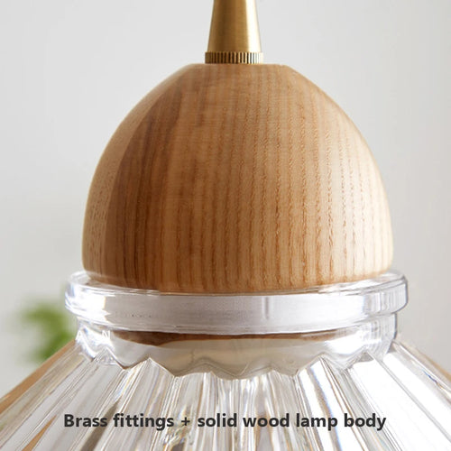 lustre nordique moderne en bois et verre led japonais - vue 6 sur 10