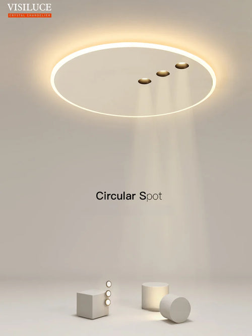 plafonnier led rond minimaliste à intensité variable pour intérieur - vue 2 sur 8