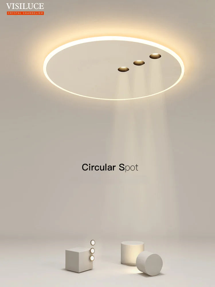 plafonnier led rond minimaliste à intensité variable pour intérieur - vue 2 sur 8