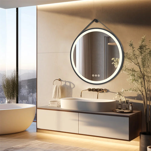 miroir rond avec capteur tactile et lumières led - vue 3 sur 9