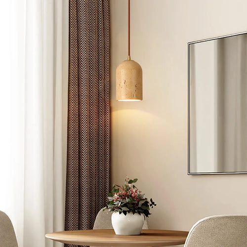 lustre suspendu led rétro avec pierre naturelle vintage - vue 7 sur 6