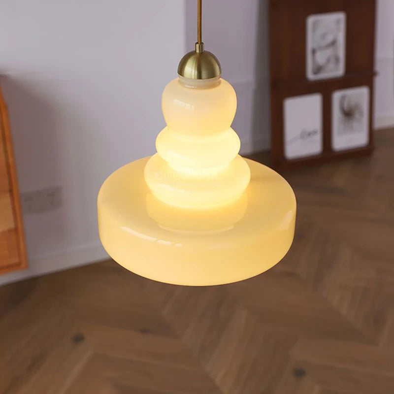 suspension rétro nordique bauhaus en verre gourde pour éclairage - vue 3 sur 9