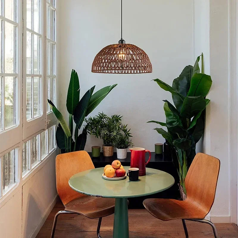 Lustre en corde de chanvre de style japonais - vue 3 sur 9