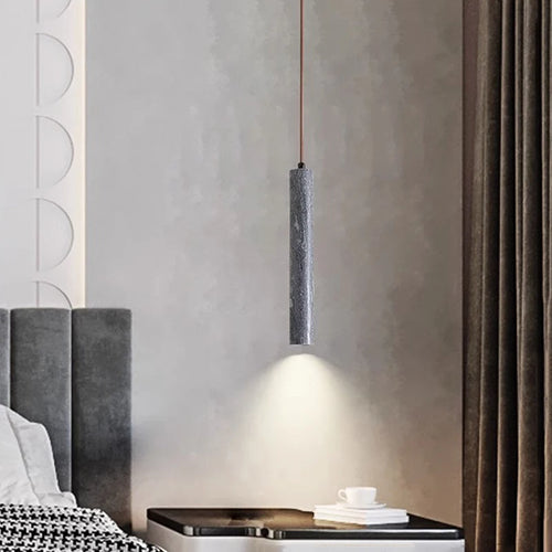 lustre cylindrique en marbre naturel led minimaliste luxe - vue 3 sur 6