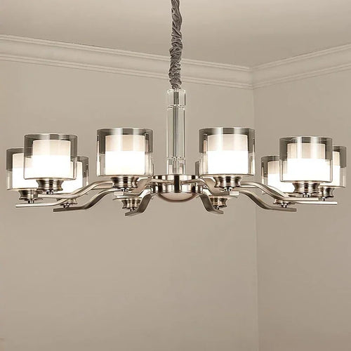 plafonnier led suspendu métal nickel design moderne luminaire décoratif intérieur - vue 7 sur 13