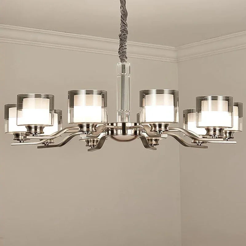 plafonnier led suspendu métal nickel design moderne luminaire décoratif intérieur - vue 6 sur 13