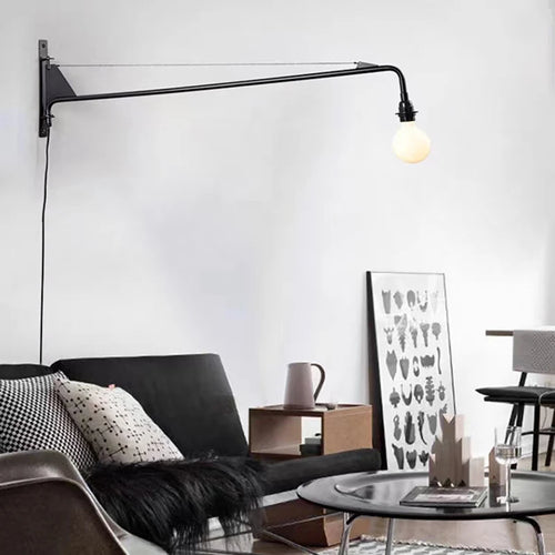 applique murale minimaliste avec interrupteur rotatif à bras long - vue 3 sur 7