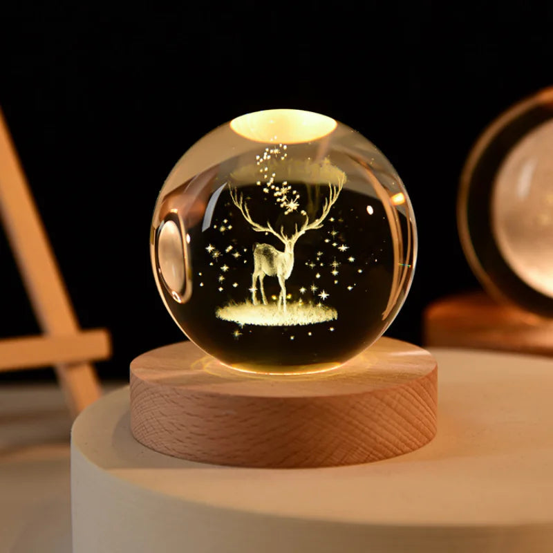 boule de cristal 3D système solaire gravé cadeau décoratif - vue 11 sur 32