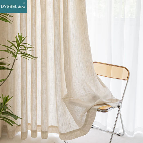 Voilage rideau style lin moderne pour salon chambre - vue 5 sur 7