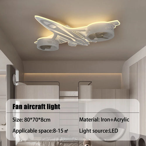SANDYHA moderne avion Ventilador Mando plafonniers ventilateurs chambre d'enfants chambre décor à la maison Lampadario Luminaires Suspendus - vue 7 sur 7