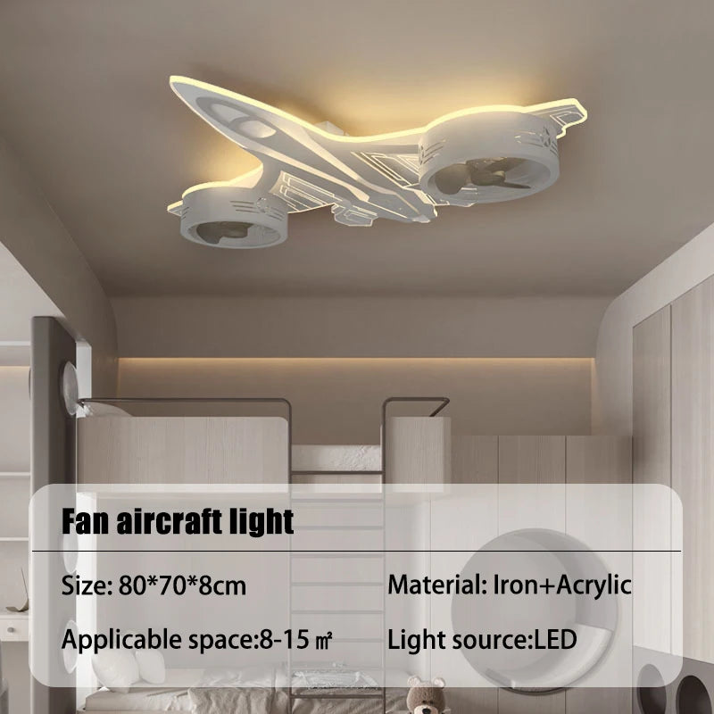SANDYHA moderne avion Ventilador Mando plafonniers ventilateurs chambre d'enfants chambre décor à la maison Lampadario Luminaires Suspendus - vue 6 sur 7