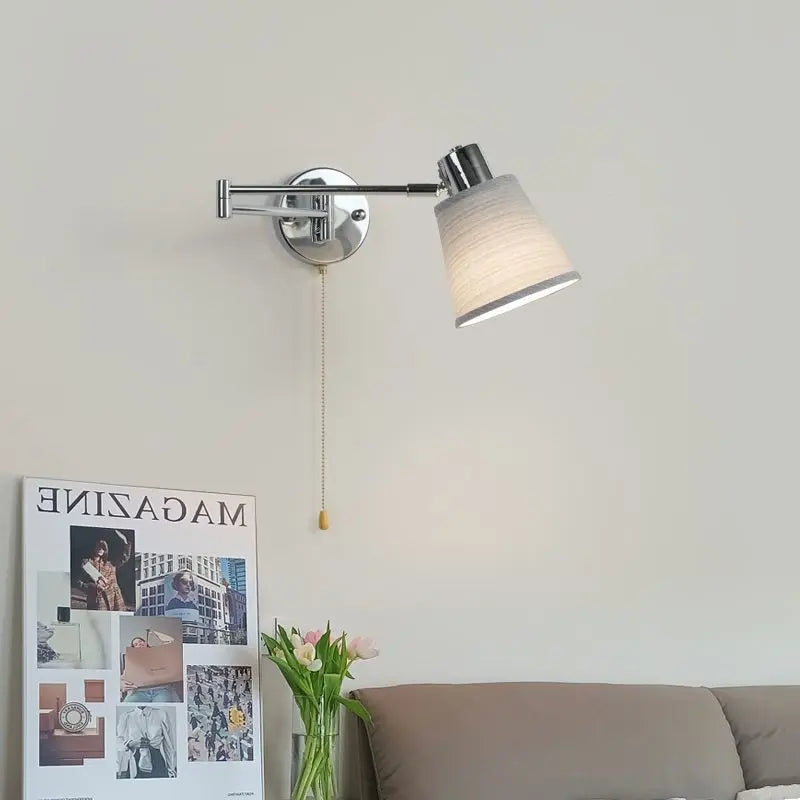 applique murale moderne bras pivotant led en tissu plissé métal - vue 3 sur 23
