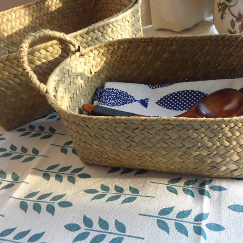 panier de rangement en paille tissé à la main pour divers usages - vue 7 sur 7