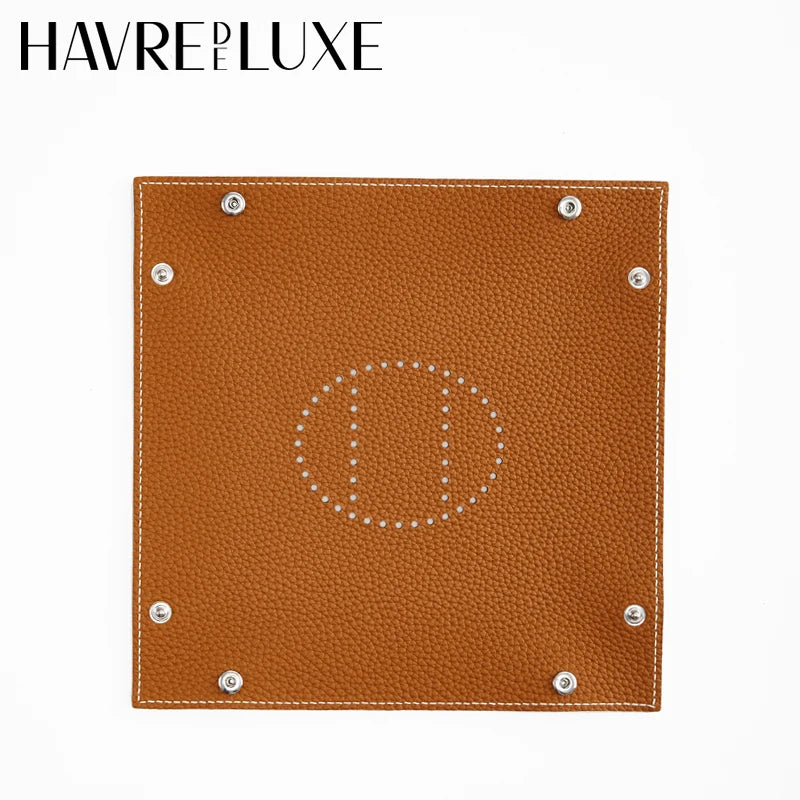 plateau de rangement en cuir pliable pour divers objets - vue 5 sur 10