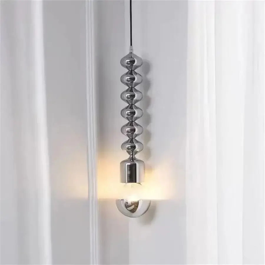 lampe de chevet industrielle chromée moderne à longue ligne ondulée - vue 3 sur 5