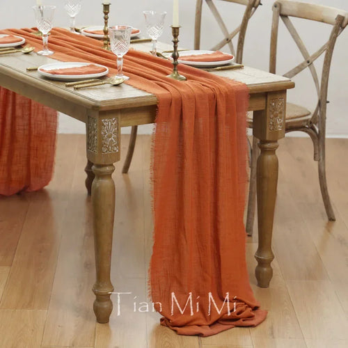 Chemin de table coton gaze style vintage mariage - vue 19 sur 29