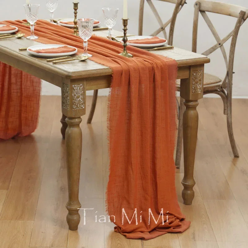 Chemin de table coton gaze style vintage mariage - vue 18 sur 29