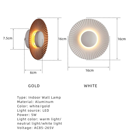 applique murale led moderne en forme de disque pour décoration intérieure - vue 4 sur 10