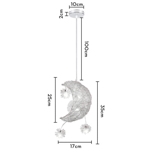 lustre led romantique moderne en forme de lune et étoile - vue 12 sur 14