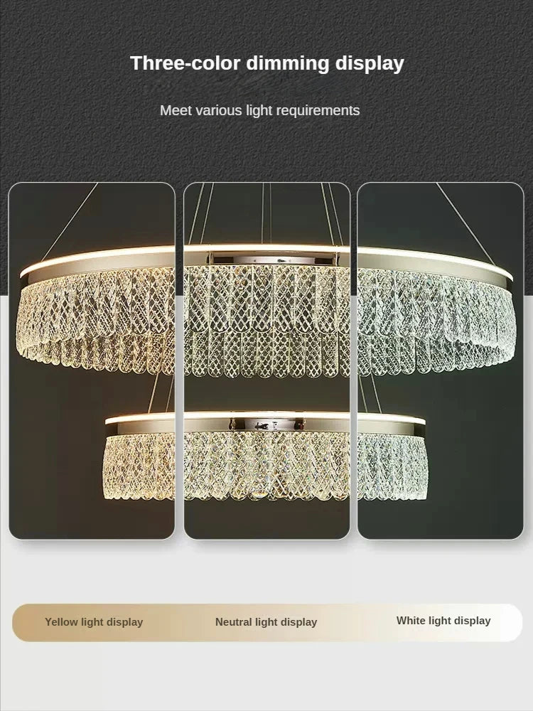 lustre sandyha moderne créatif anneau de luxe en cristal - vue 5 sur 11