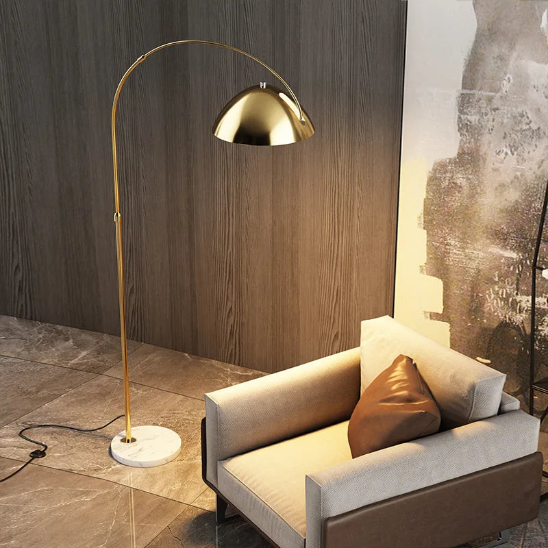 Lampadaire arc en métal chromé moderne minimaliste - vue 4 sur 8