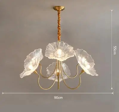lustre moderne en verre en forme de fleur de lotus avec led - vue 14 sur 14