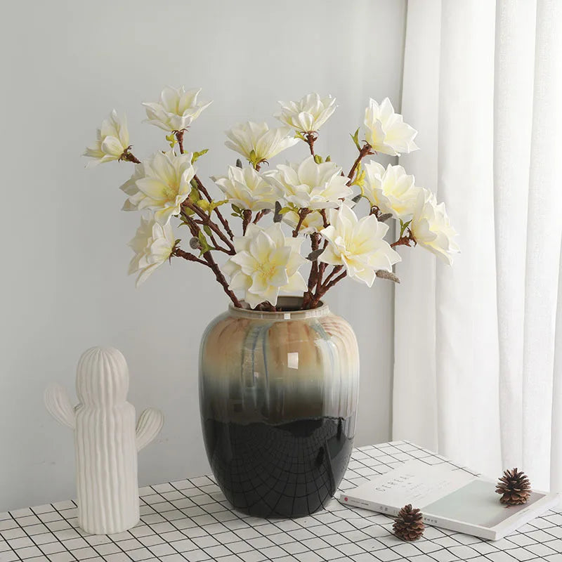 fleurs artificielles décoratives style zen avec magnolia - vue 1 sur 12