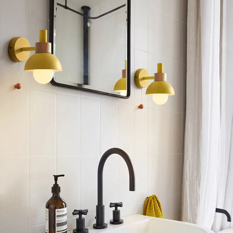 applique murale en bois avec interrupteur à tirette design nordique - vue 4 sur 10