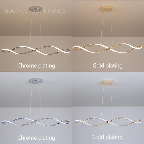lustre led moderne suspendu avec éclairage et télécommande - vue 7 sur 8
