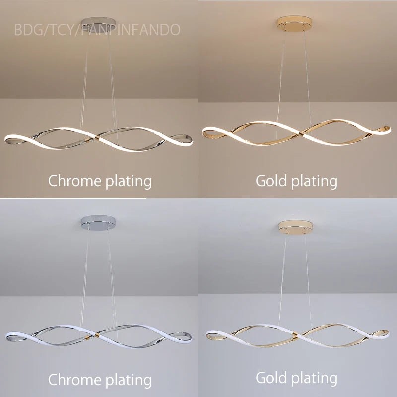 lustre led moderne suspendu avec éclairage et télécommande - vue 6 sur 8