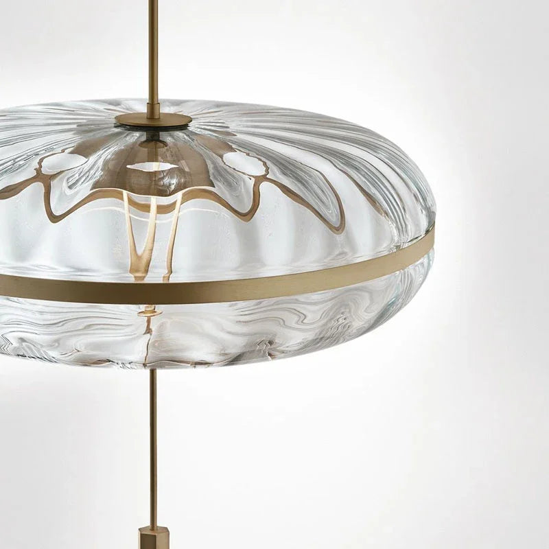 suspension design post-moderne en verre effet ondulation luxe - vue 6 sur 7