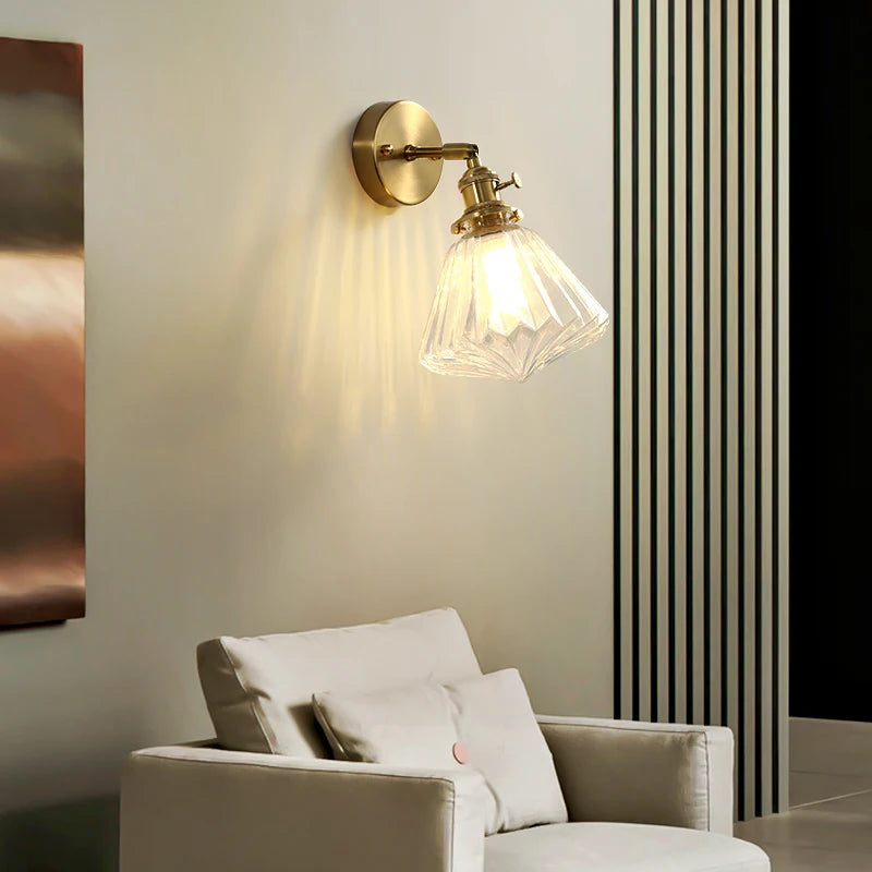 applique murale nordique en cuivre avec abat-jour en verre led - vue 4 sur 11