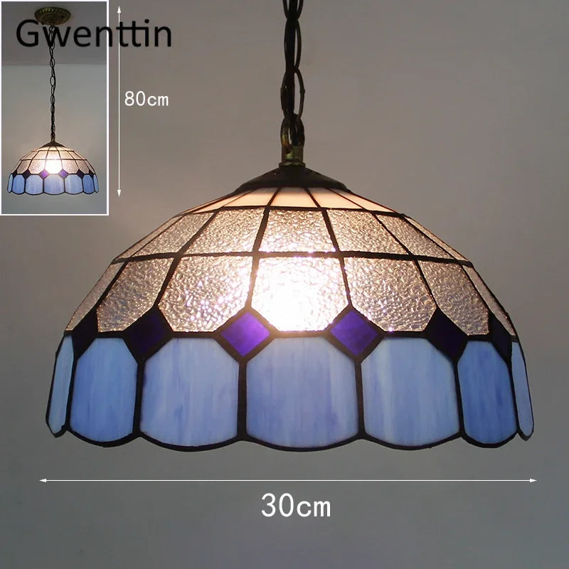 suspension en verre teinté style tiffany pour décoration intérieure - vue 22 sur 26