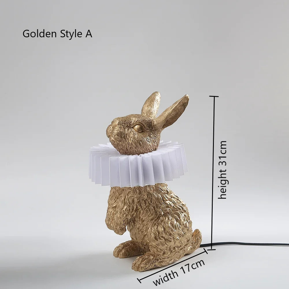 lampe de table créative en résine avec écharpe de lapin décorative - vue 11 sur 15