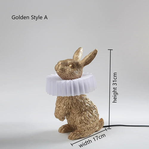 lampe de table créative en résine avec écharpe de lapin décorative - vue 12 sur 15