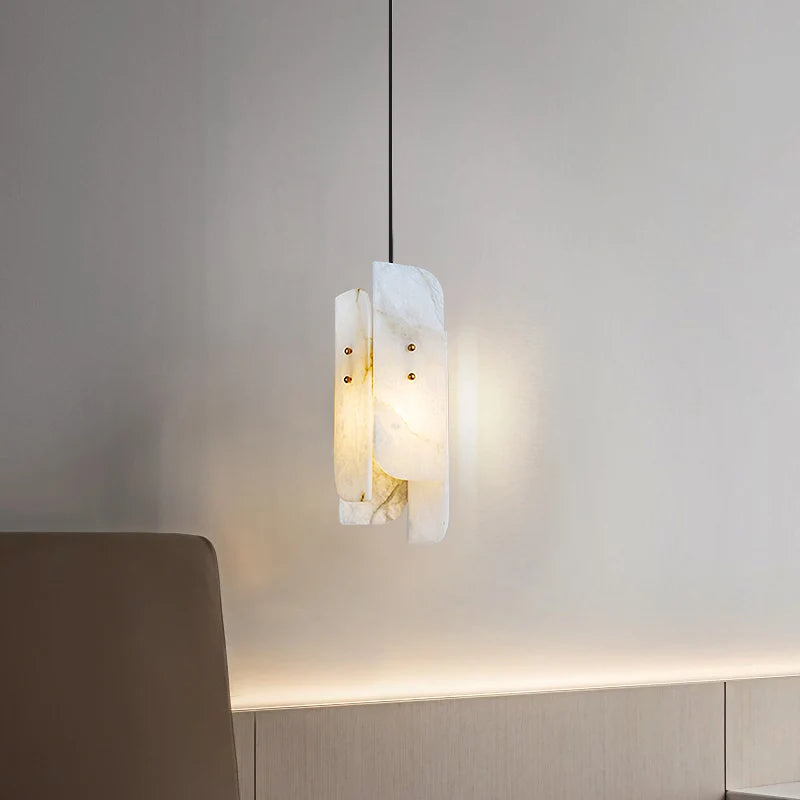 suspension en marbre véritable avec fil de cuivre réglable 	 style - vue 3 sur 7