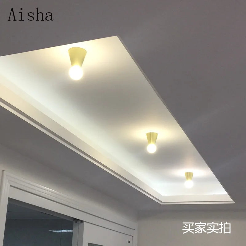 plafonnier en laiton éclairage intérieur nordique simple décoratif - vue 8 sur 11