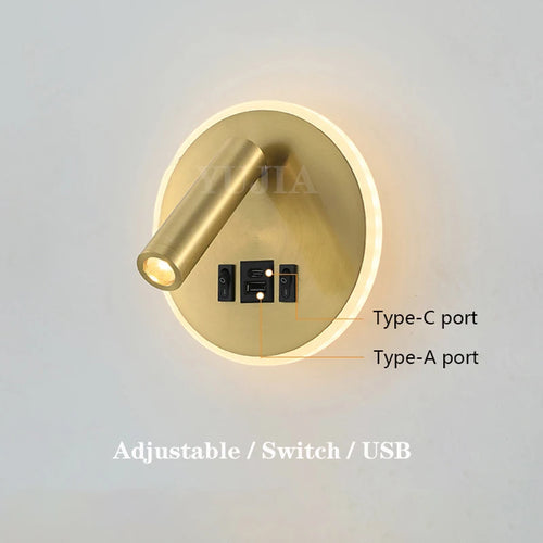 applique murale moderne avec ports usb et lampes de lecture réglables - vue 2 sur 16