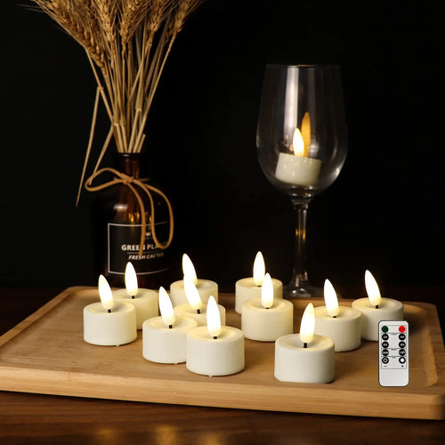 bougies chauffe-plat led sans flamme avec télécommande pour décorations festives - vue 4 sur 8