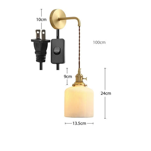 Applique murale dorée moderne céramique fil ajustable LED - vue 14 sur 23