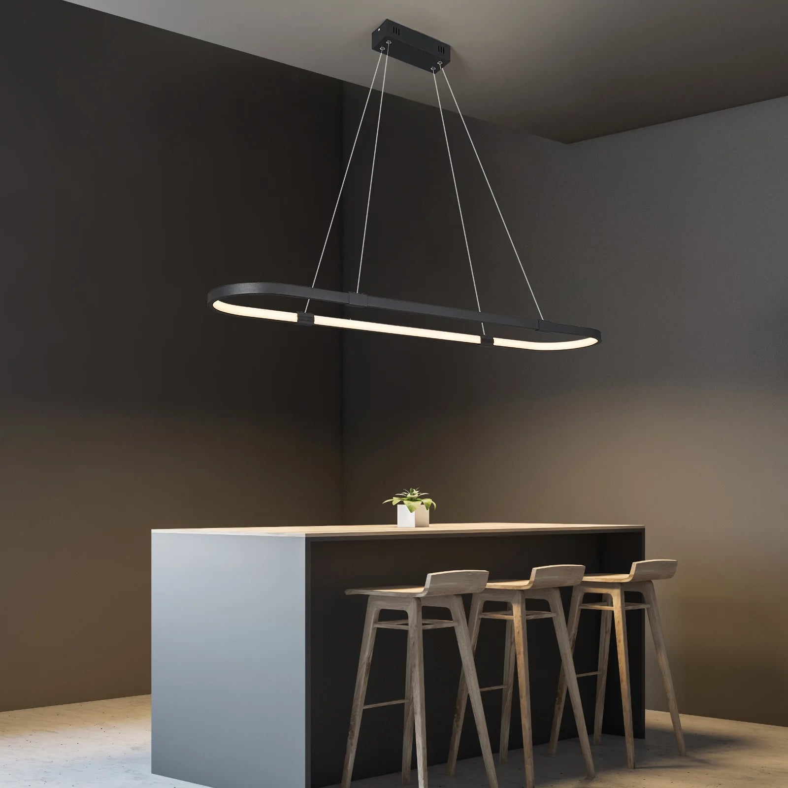 suspension moderne à led pour décoration intérieure linéaire et élégante - vue 3 sur 7