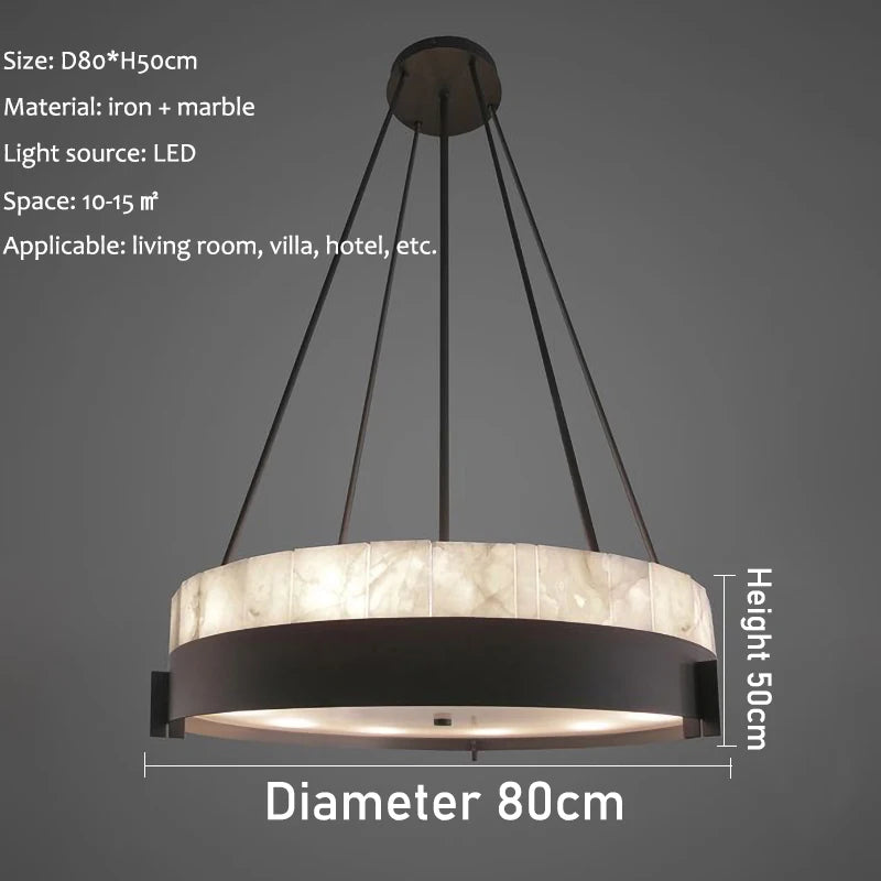 lustre moderne en marbre avec éclairage led créatif intérieur - vue 6 sur 7