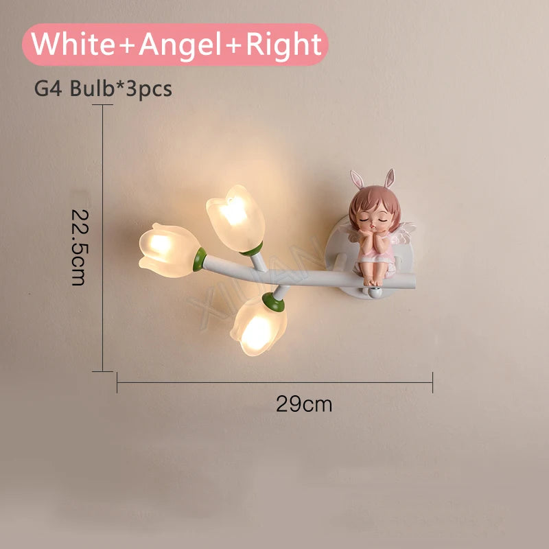 applique murale fille lapin g4 led fleur - vue 13 sur 22