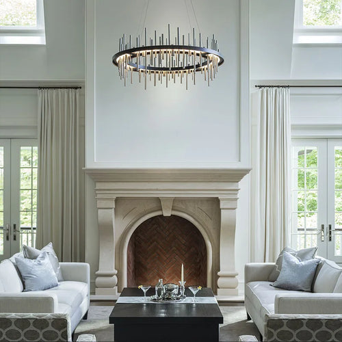suspension à led en acier inoxydable pour décoration intérieure - vue 3 sur 16