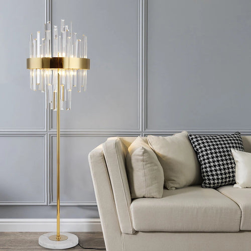 lampadaire post-moderne nordique en cristal doré led luxe - vue 2 sur 17